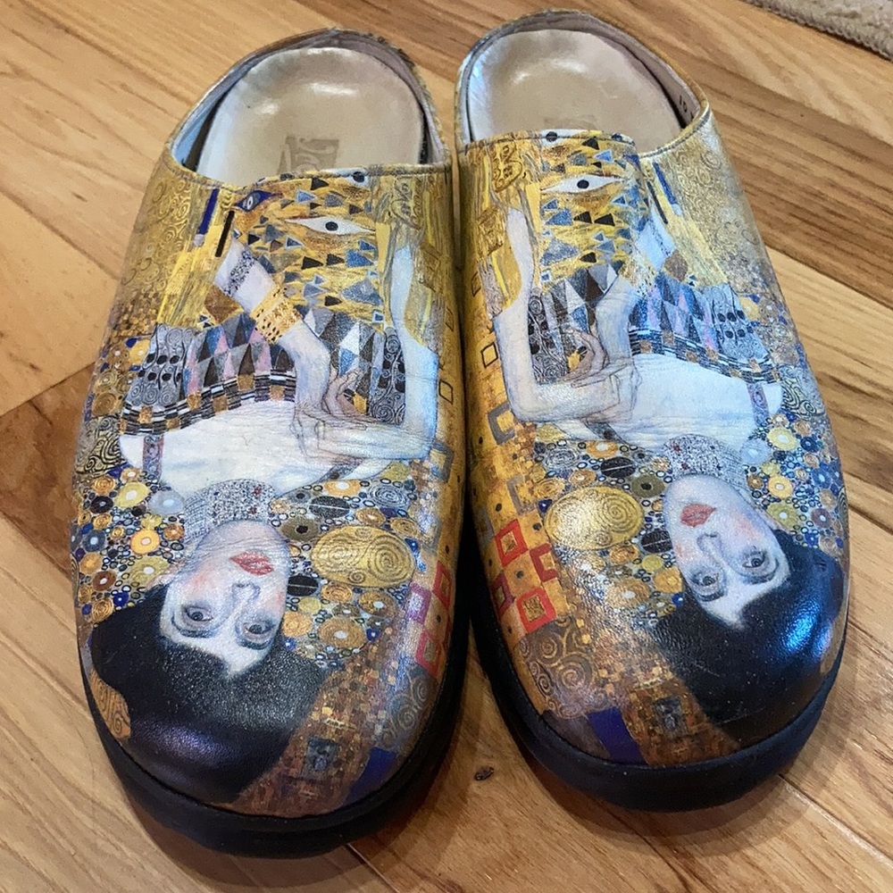 ICON Gold Multi-Patterned Slip-On Clogs with Portrait Art